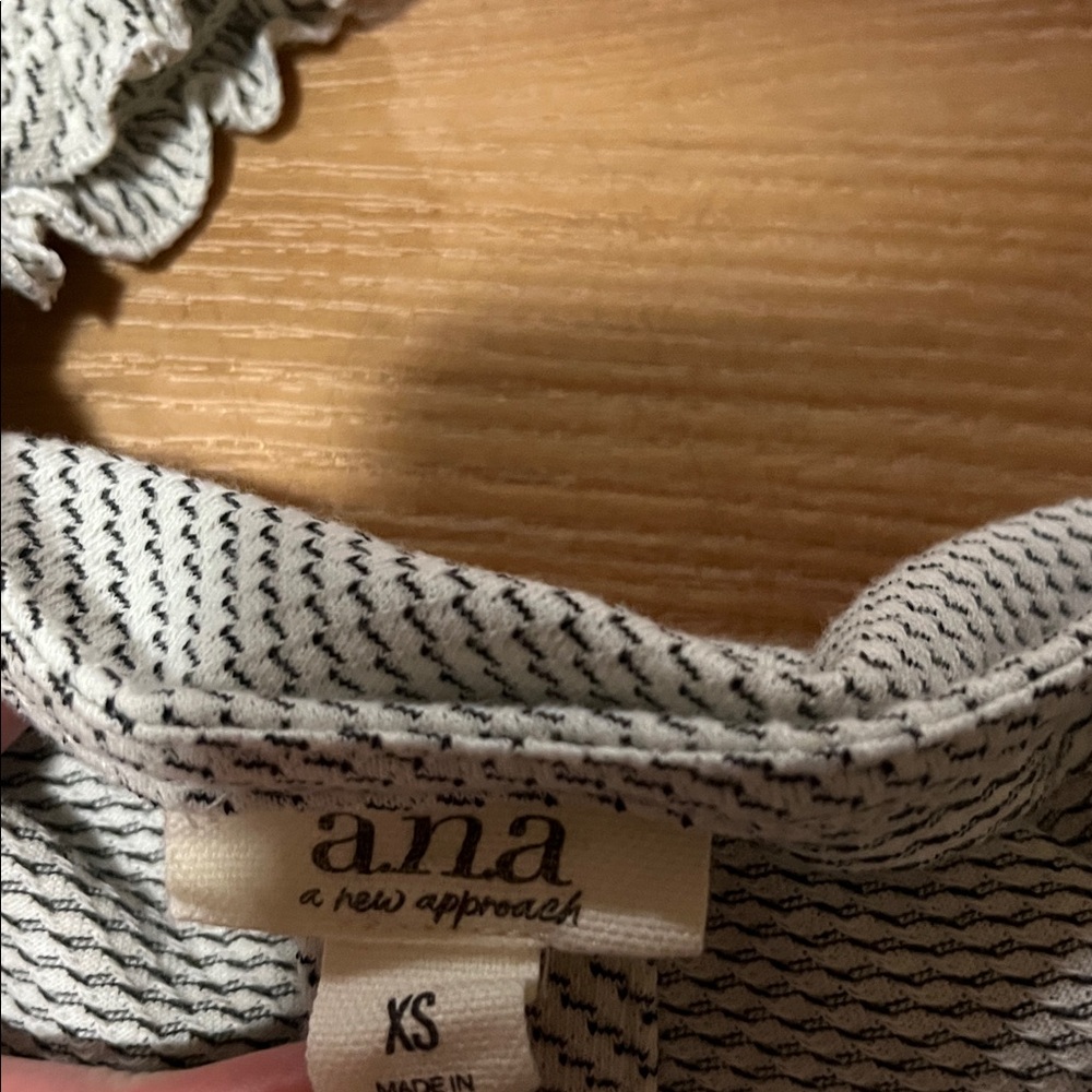 a.n.a Black and White Striped Button-Front Blouse - Picture 4 of 4